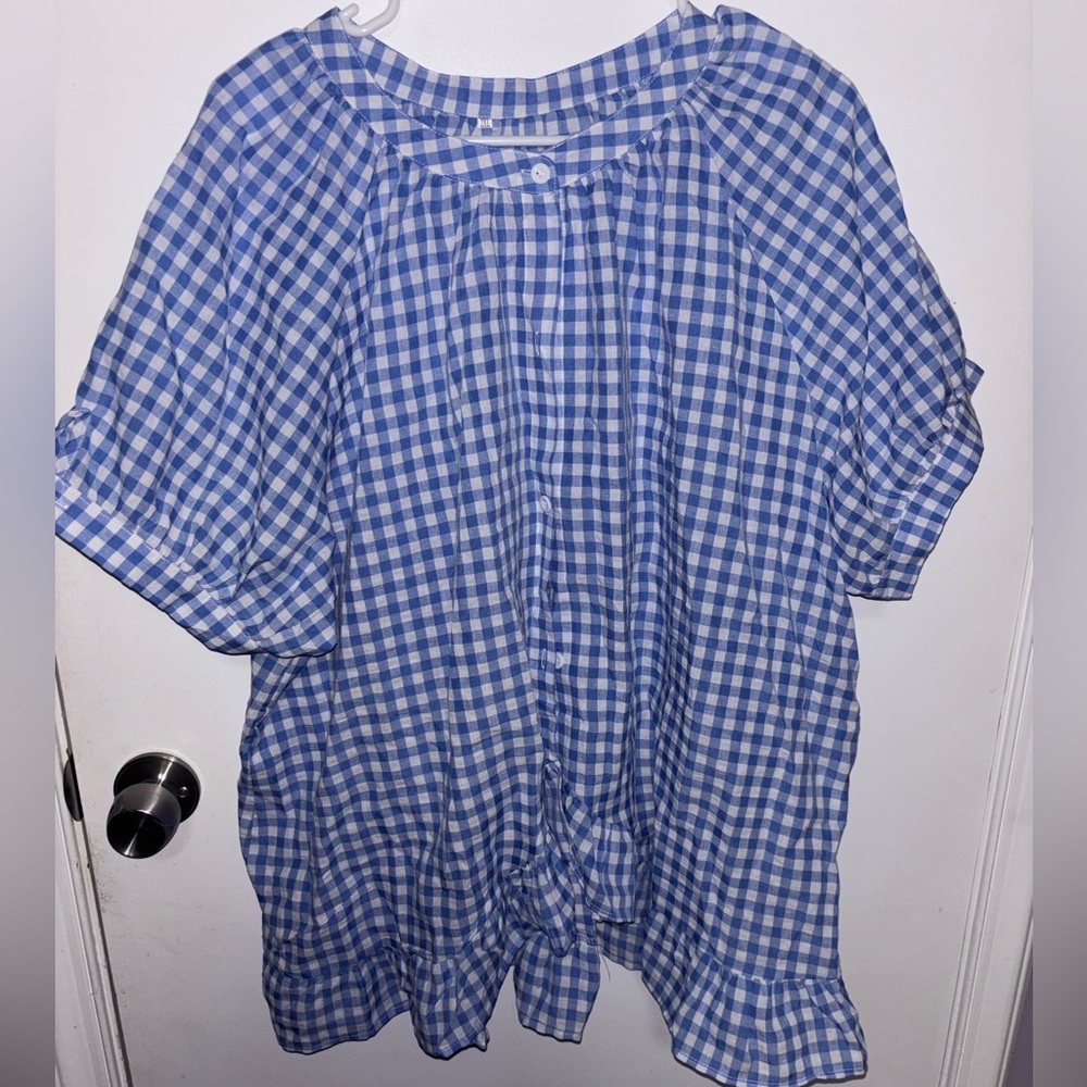 Blue & White Checkered Sleep Set Plus Size (Shorts and Top Pictured Separately)